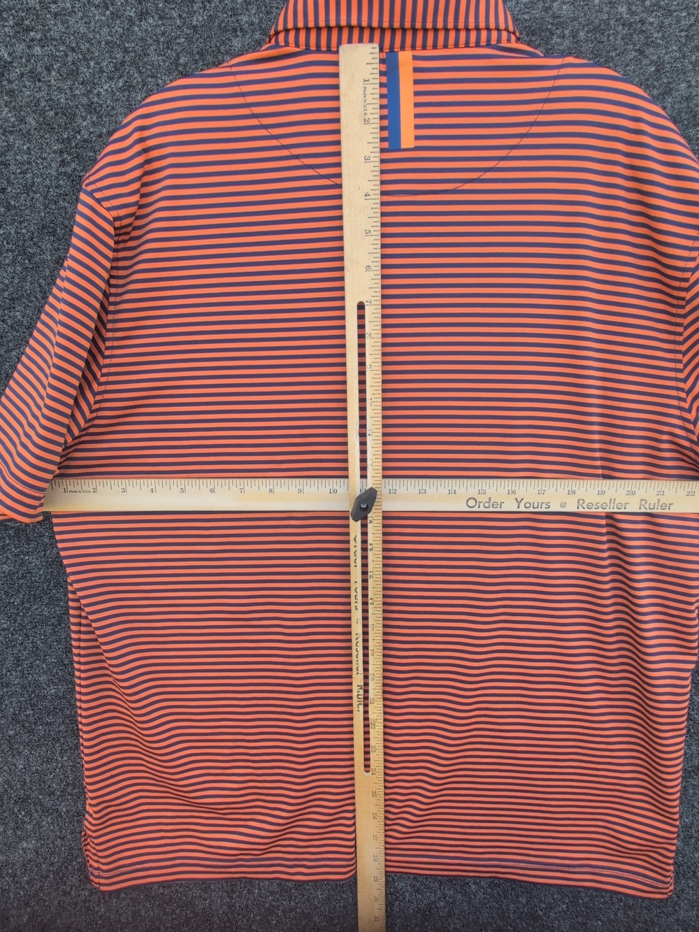 Rhoback Birdie Striped Shirt Mens Large Orange Blue Performance Stretch Polo - Picture 5 of 8